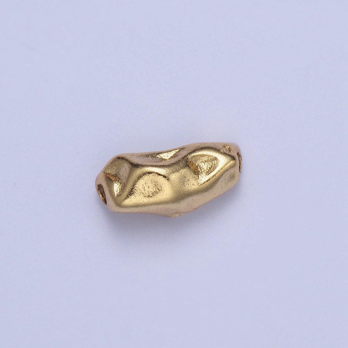 Tiny gold abstract geometric dented stones bead spacer, gold filled geometric space rocks bead spacer for diy jewelry making