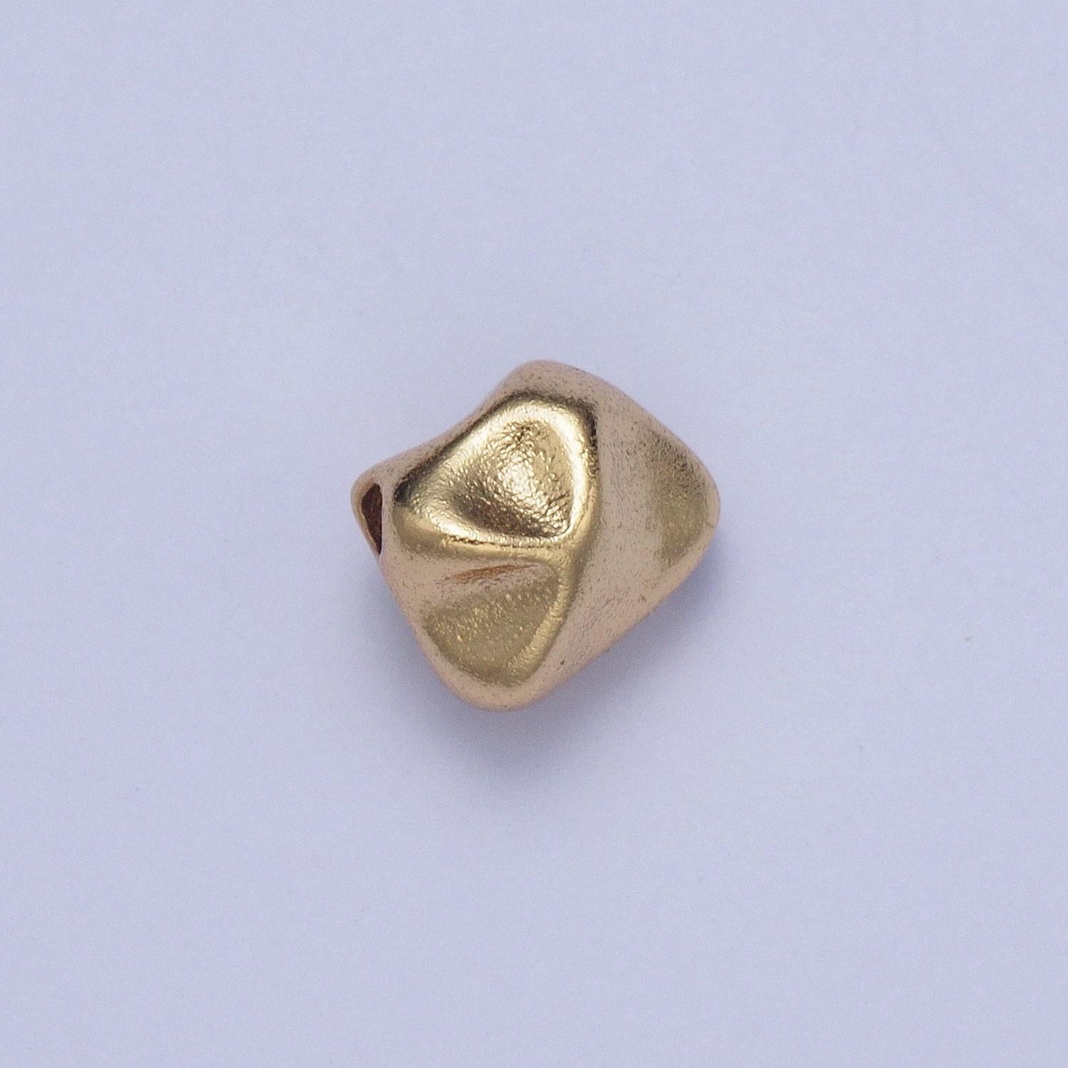 Tiny gold abstract geometric dented stones bead spacer, gold filled geometric space rocks bead spacer for diy jewelry making