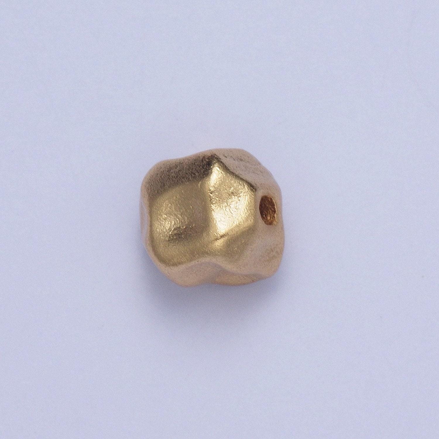 Tiny gold abstract geometric dented stones bead spacer, gold filled geometric space rocks bead spacer for diy jewelry making