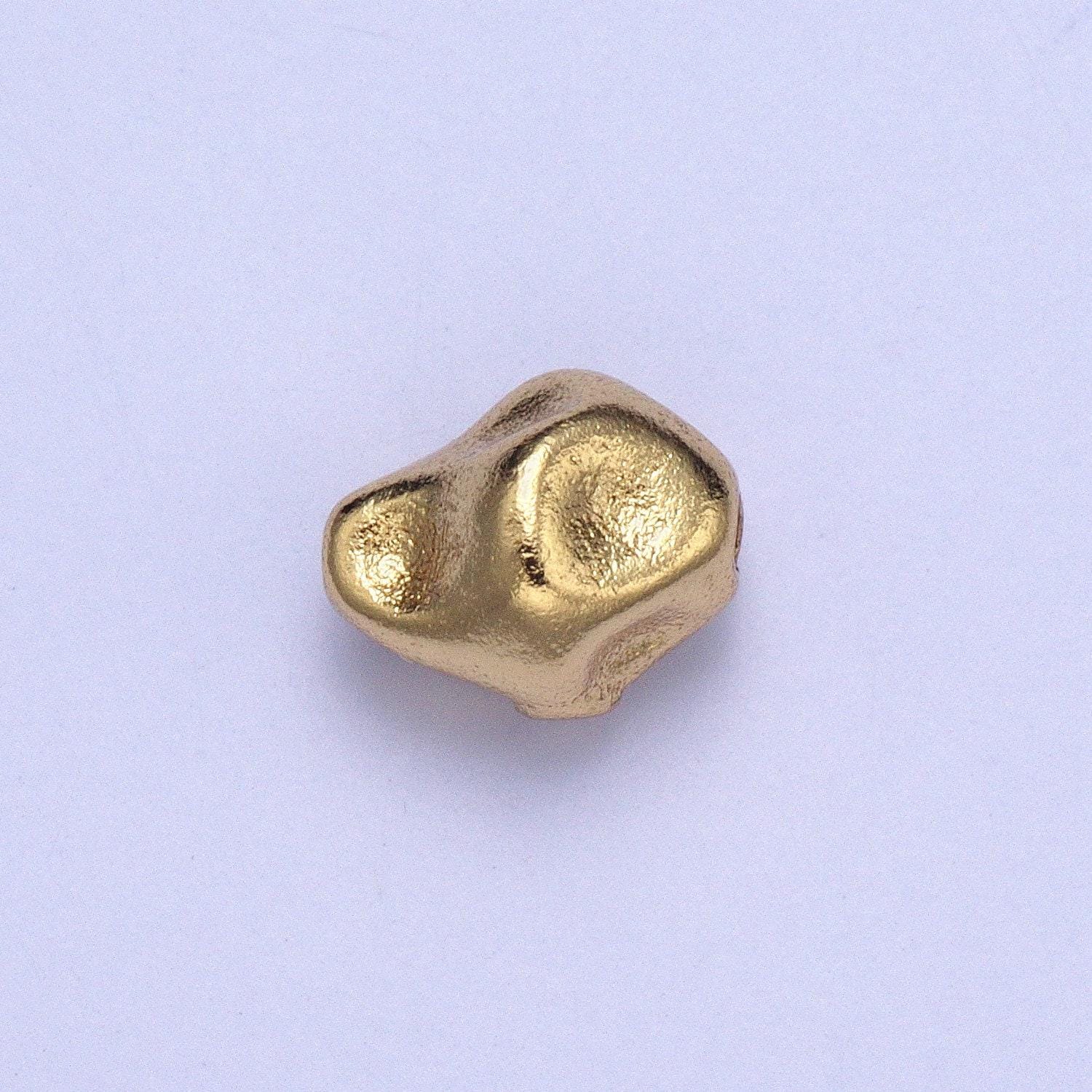 Tiny gold abstract geometric dented stones bead spacer, gold filled geometric space rocks bead spacer for diy jewelry making