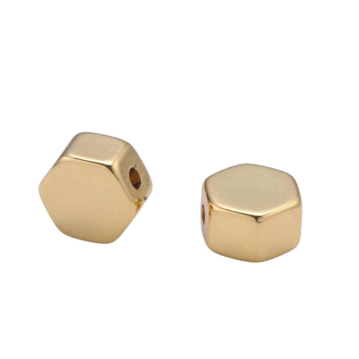 6mm tiny flat hexagon bead gold charm bead spacer for bracelet necklace handmade jewelry finding b-224