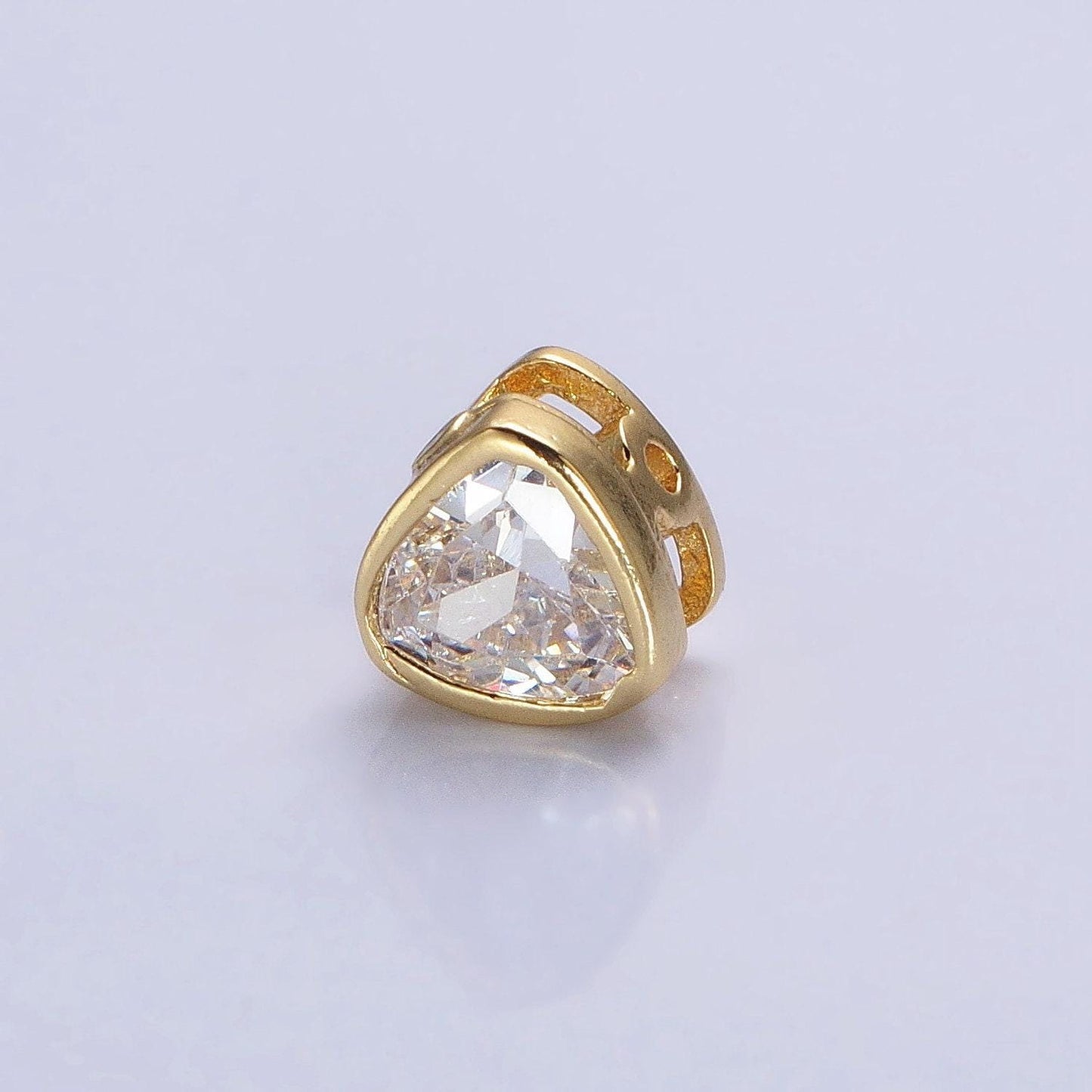 7mm gold plated dainty cz triangle spacer bead, gold geometric spacer beads cz, small colorful Trillion spacers for bracelet necklace b-193