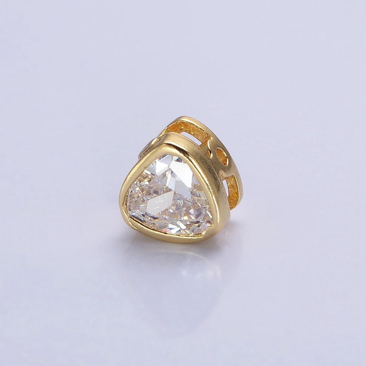 7mm gold plated dainty cz triangle spacer bead, gold geometric spacer beads cz, small colorful Trillion spacers for bracelet necklace b-193