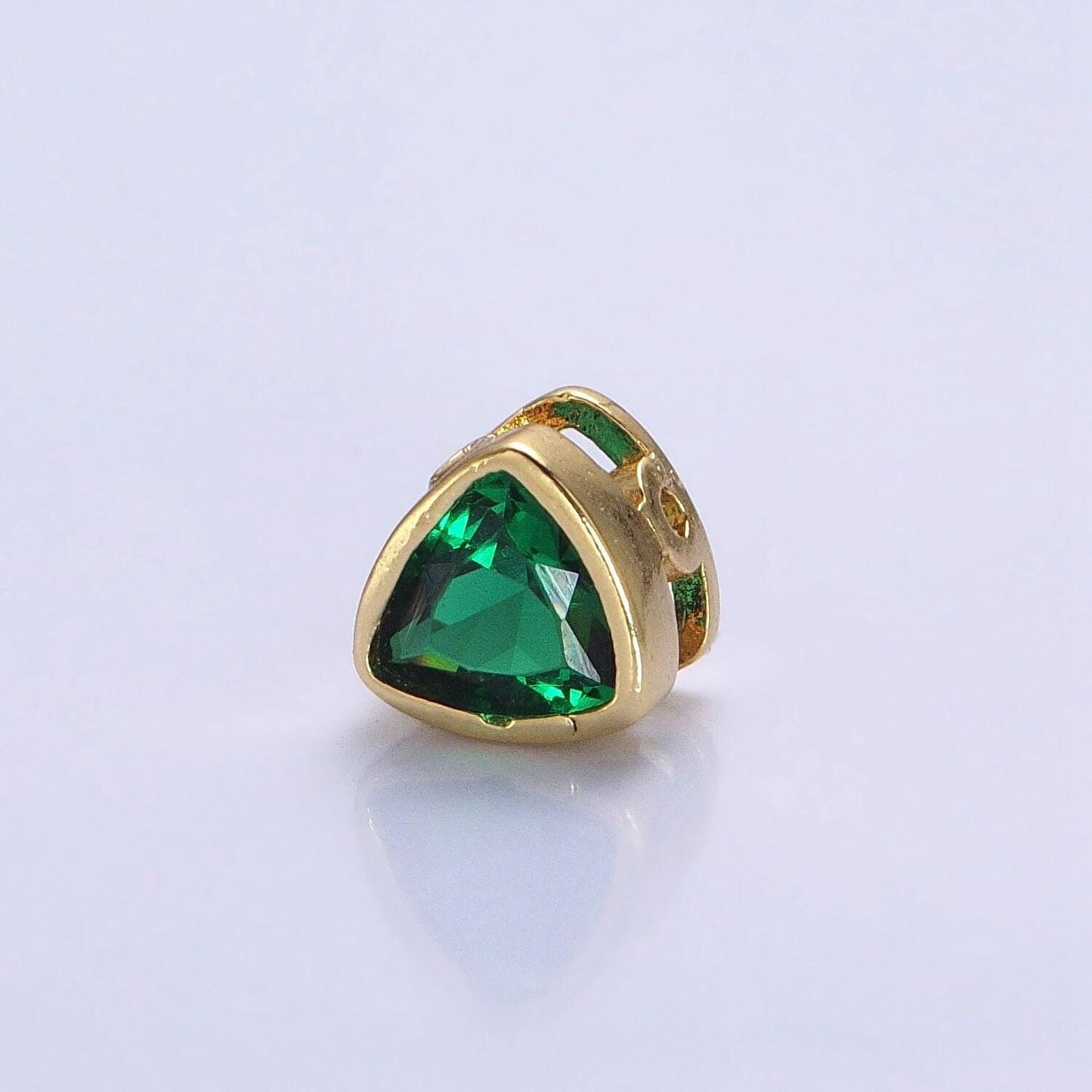 7mm gold plated dainty cz triangle spacer bead, gold geometric spacer beads cz, small colorful Trillion spacers for bracelet necklace b-193