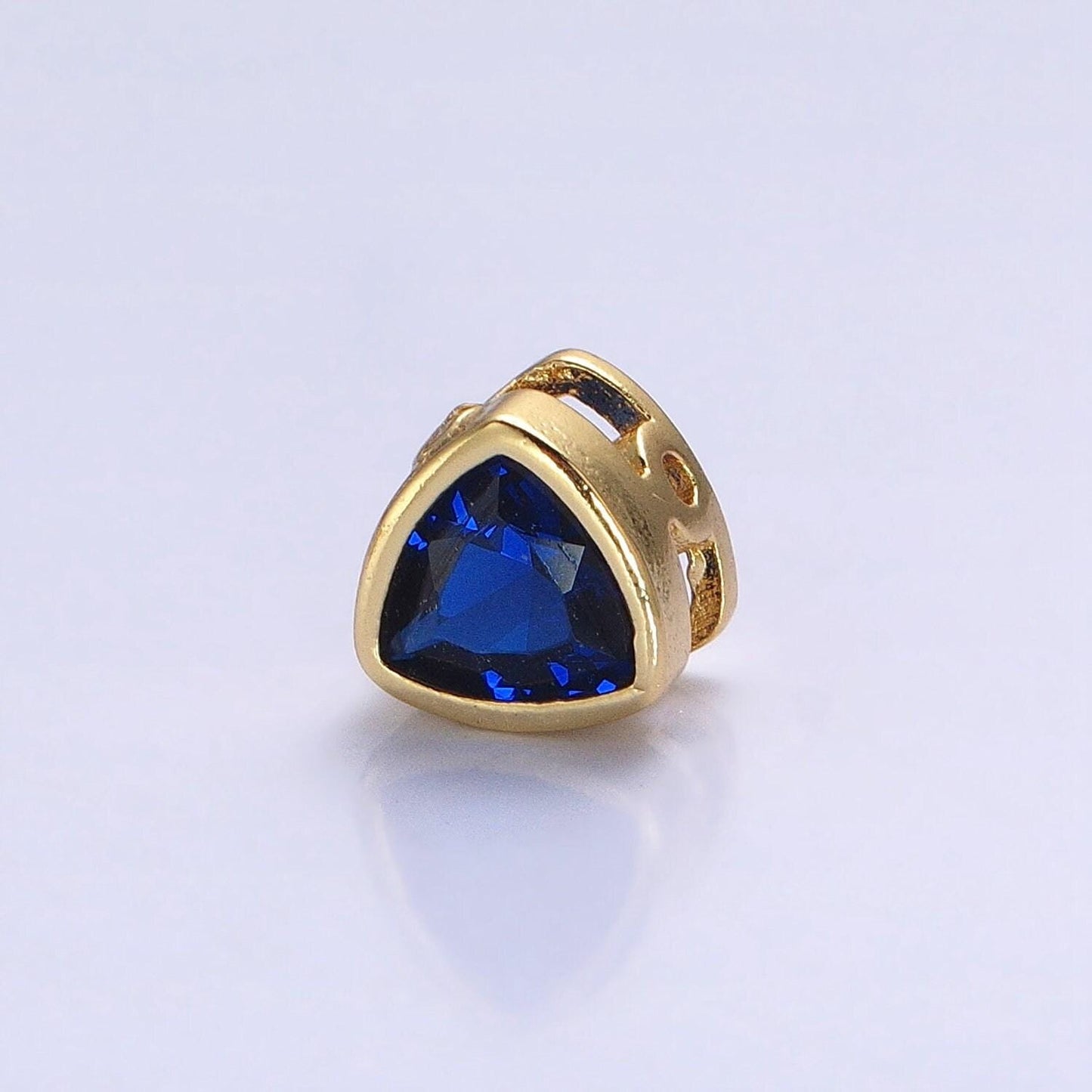 7mm gold plated dainty cz triangle spacer bead, gold geometric spacer beads cz, small colorful Trillion spacers for bracelet necklace b-193