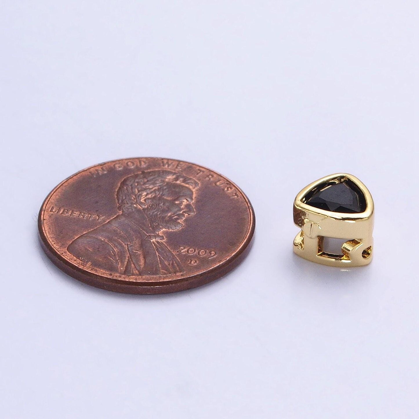 7mm gold plated dainty cz triangle spacer bead, gold geometric spacer beads cz, small colorful Trillion spacers for bracelet necklace b-193