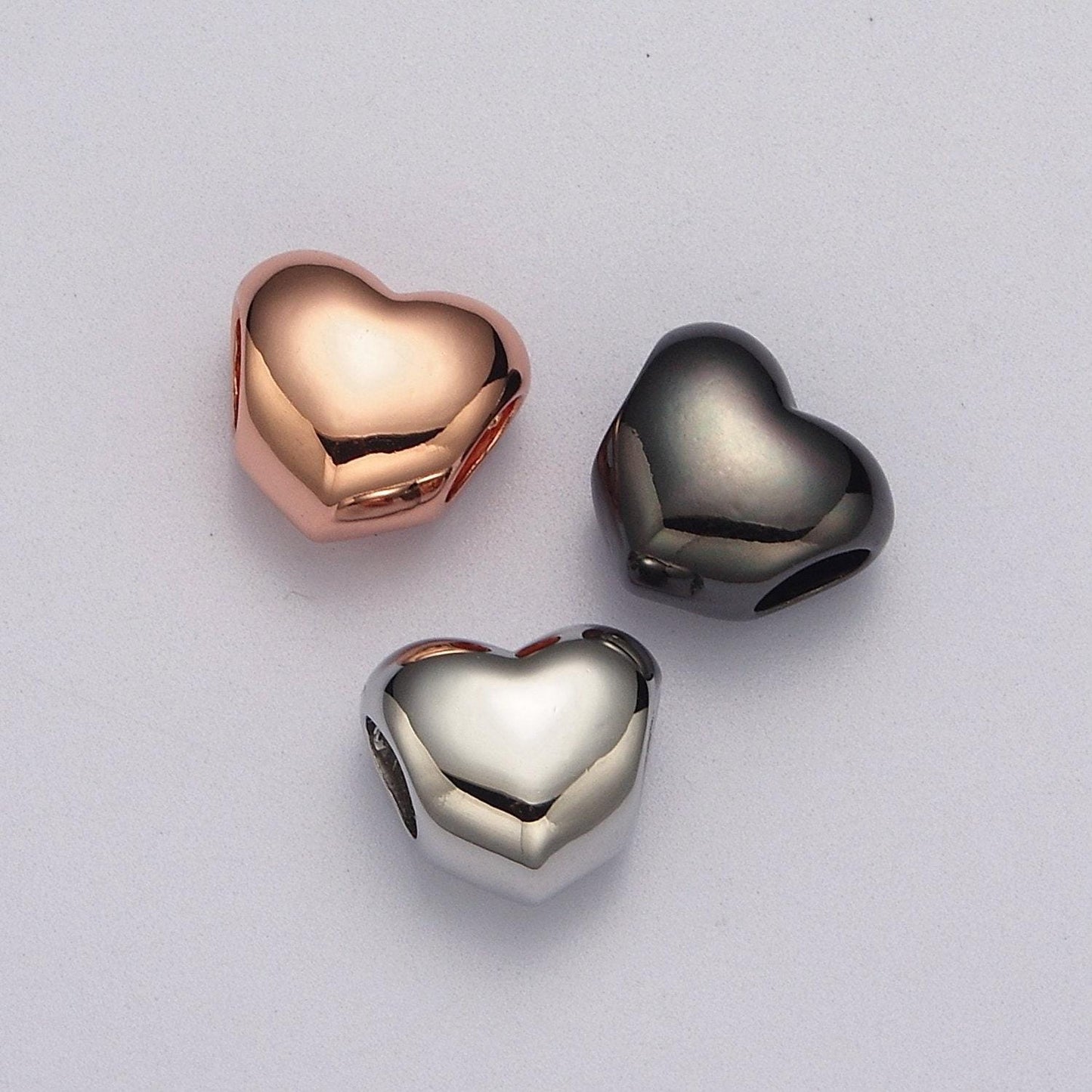 Rose gold / silver / black heart spacer beads, heart shape spacer charms big hole bead high quality beads b-182 b-183 b-184