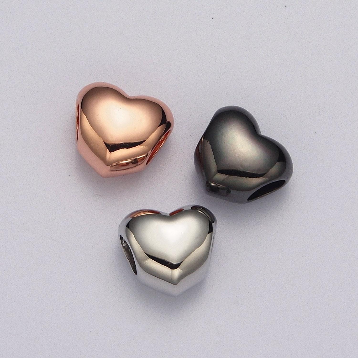 Rose gold / silver / black heart spacer beads, heart shape spacer charms big hole bead high quality beads b-182 b-183 b-184