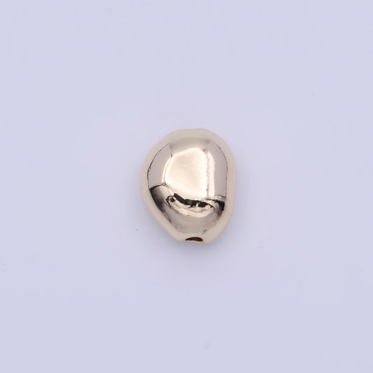 Tiny abstract teardrop shaped 9.5mm x 8.7mm bead spacer, 14k gold plated oblong abstract bead spacer for diy jewelry making | b-121