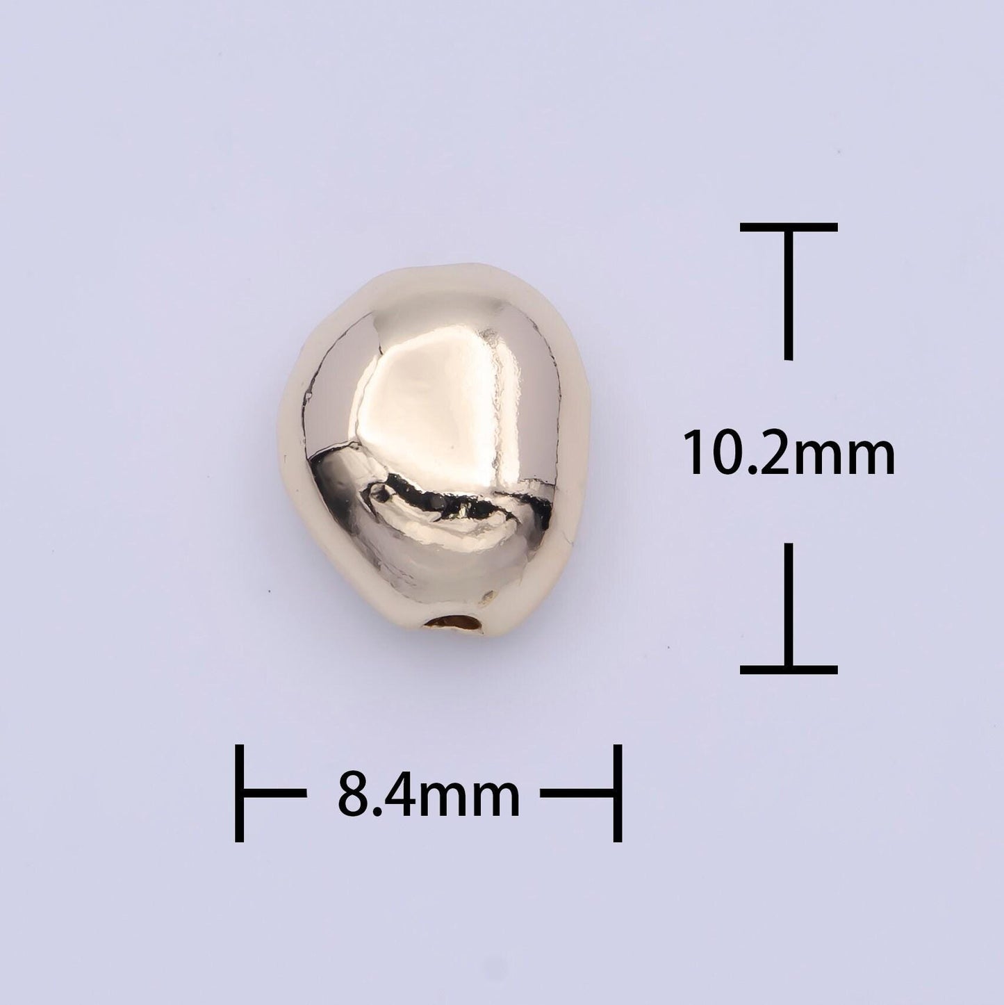 Tiny abstract teardrop shaped 9.5mm x 8.7mm bead spacer, 14k gold plated oblong abstract bead spacer for diy jewelry making | b-121
