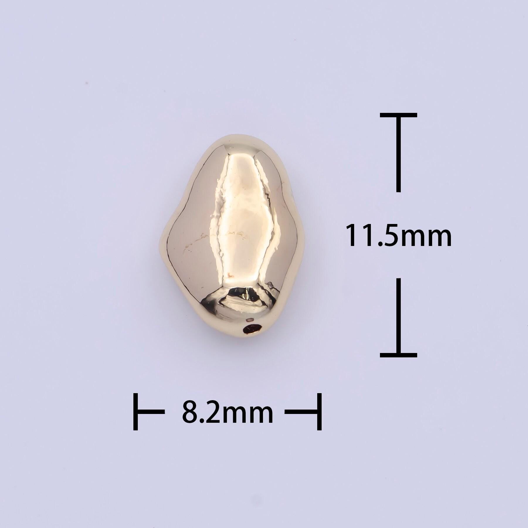 Tiny abstract potato shaped geometric 11.7mm x 8.2mm bead spacer, 14k gold plated abstract bead spacer for diy jewelry making | b-119
