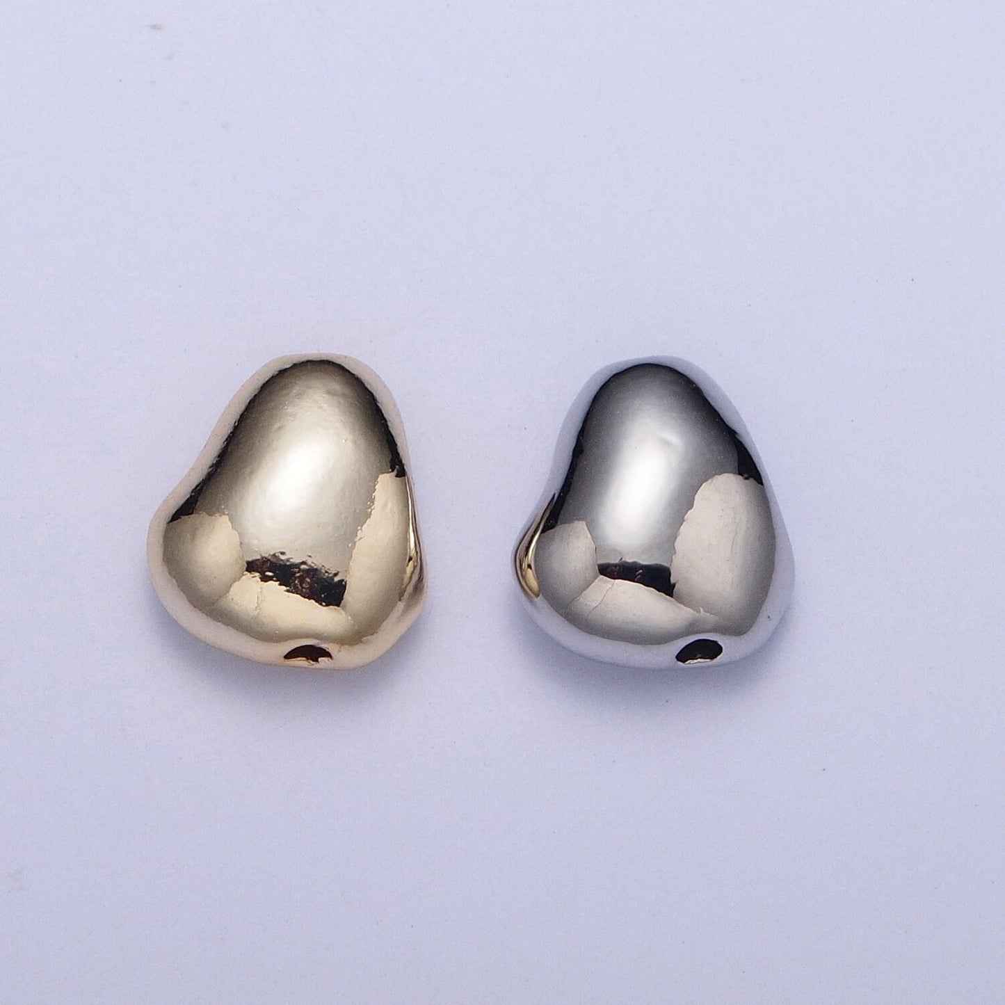 Tiny abstract rock shaped 9.7mm x 8.6mm bead spacer, gold silver plated little stone bead spacer for diy jewelry making | b-110, b-112