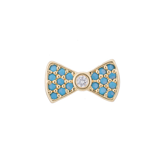 1pc gold bowtie cz micro pave beads, cz micro pave bow-tie bracelet connector, for bracelet making supply findings, hole size 1mm