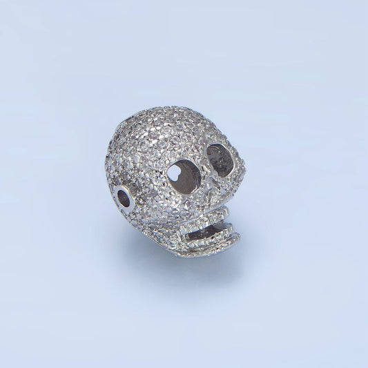 1pc cubic silver skull crown spacer bead, for diy jewelry making charms spacer beaded bracelet, bead size 17 x 13 mm b-062