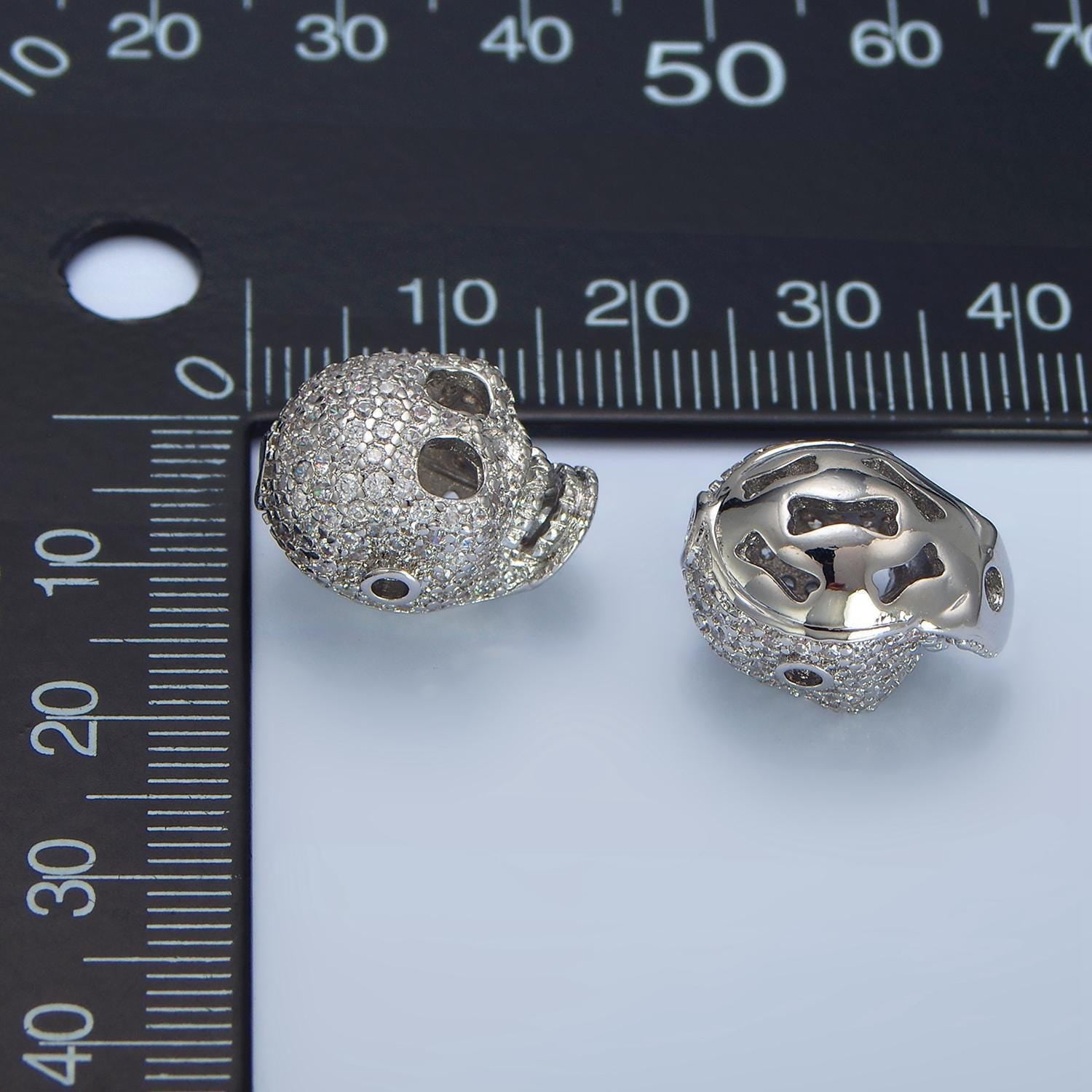 1pc cubic silver skull crown spacer bead, for diy jewelry making charms spacer beaded bracelet, bead size 17 x 13 mm b-062