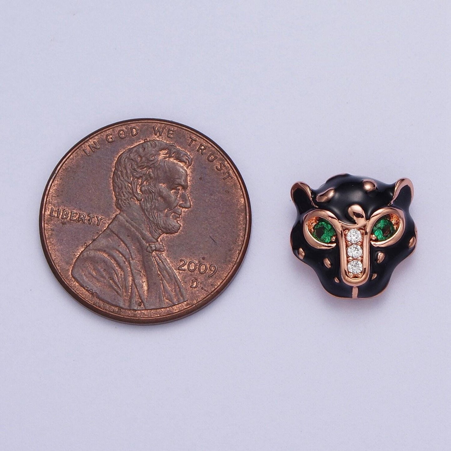 Black jaguar head bead spacer, gold filled clear micro pave cz emerald green eyes black jaguar panther head bead b-010, b-013, b-005, b-046