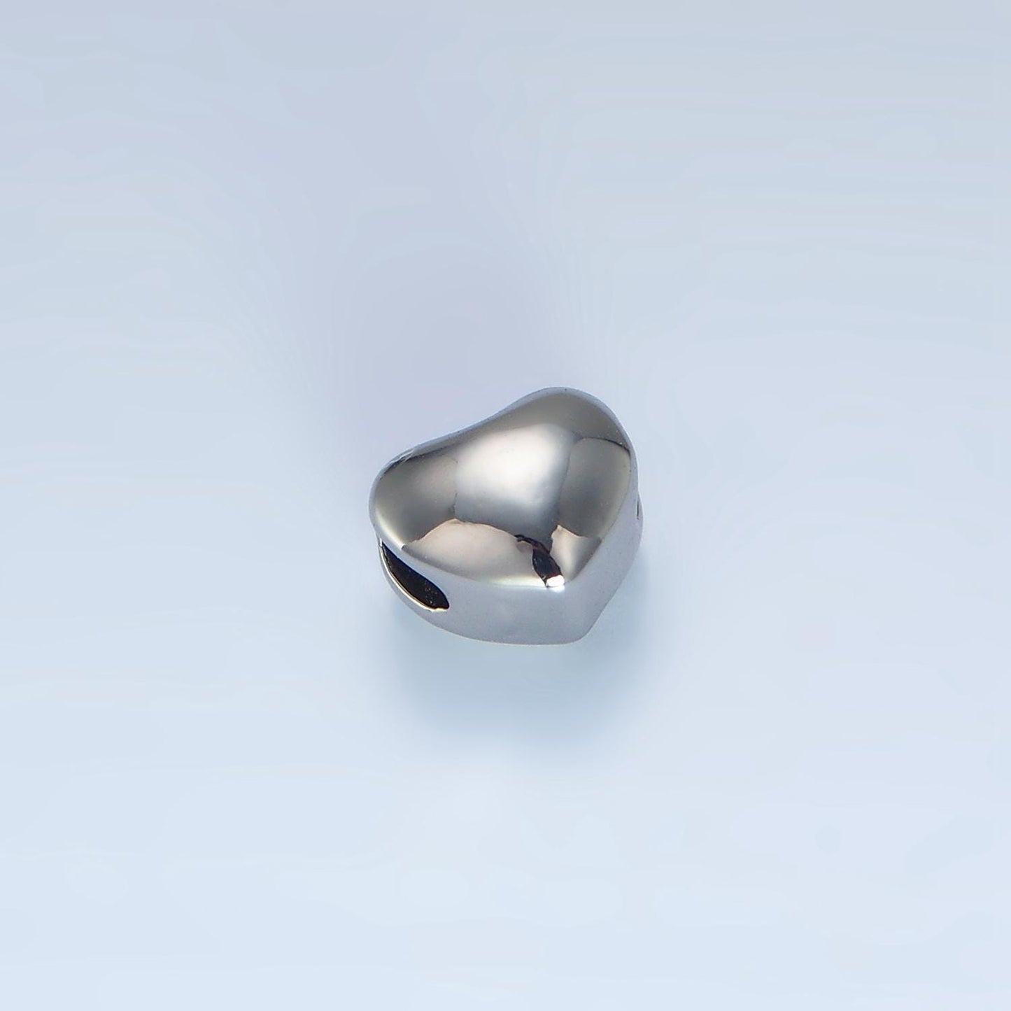 Minimalist chubby heart 24k gold filled bead spacer in gold & silver | b-034