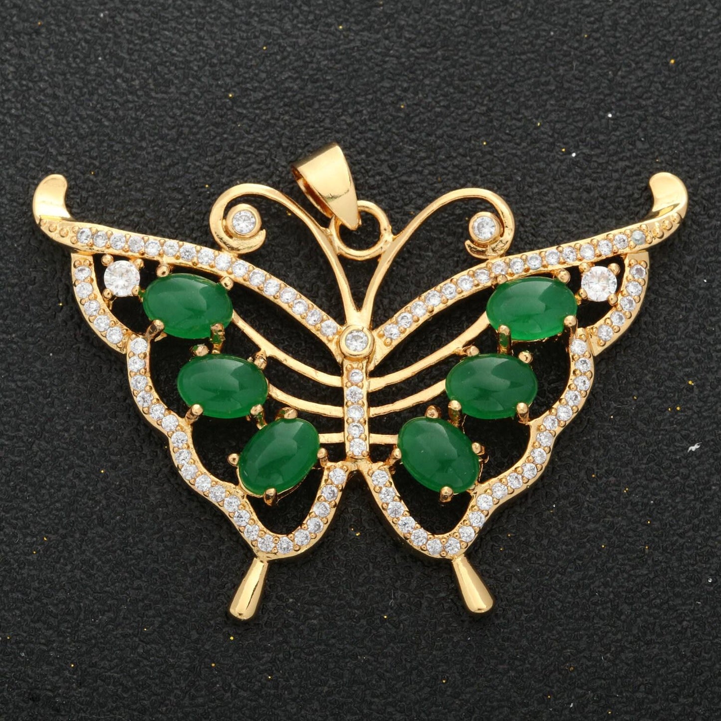 Butterfly jade charm 18k gold filed mariposa medallion charm monarch butterfly pendant for statement jewelry supply