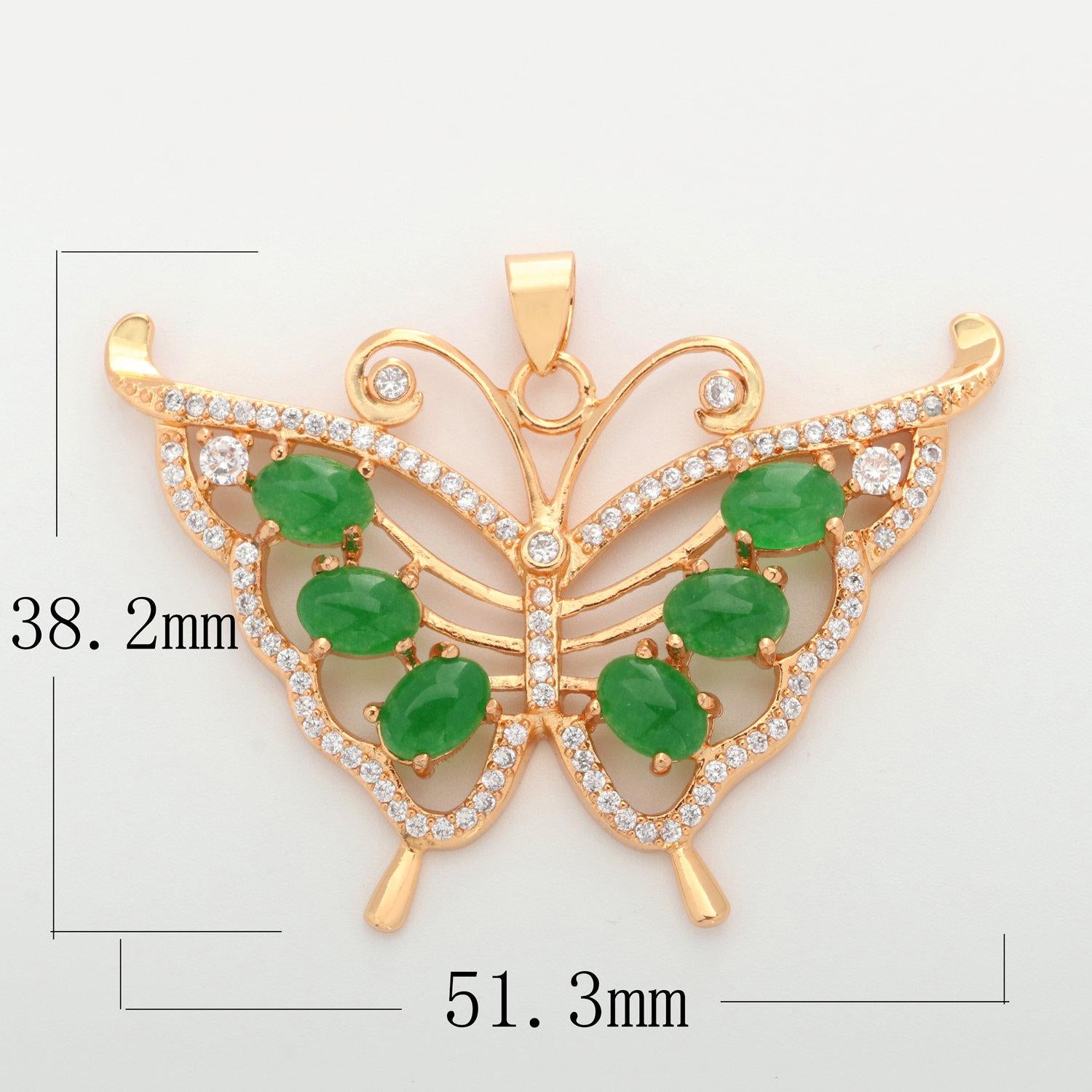 Butterfly jade charm 18k gold filed mariposa medallion charm monarch butterfly pendant for statement jewelry supply