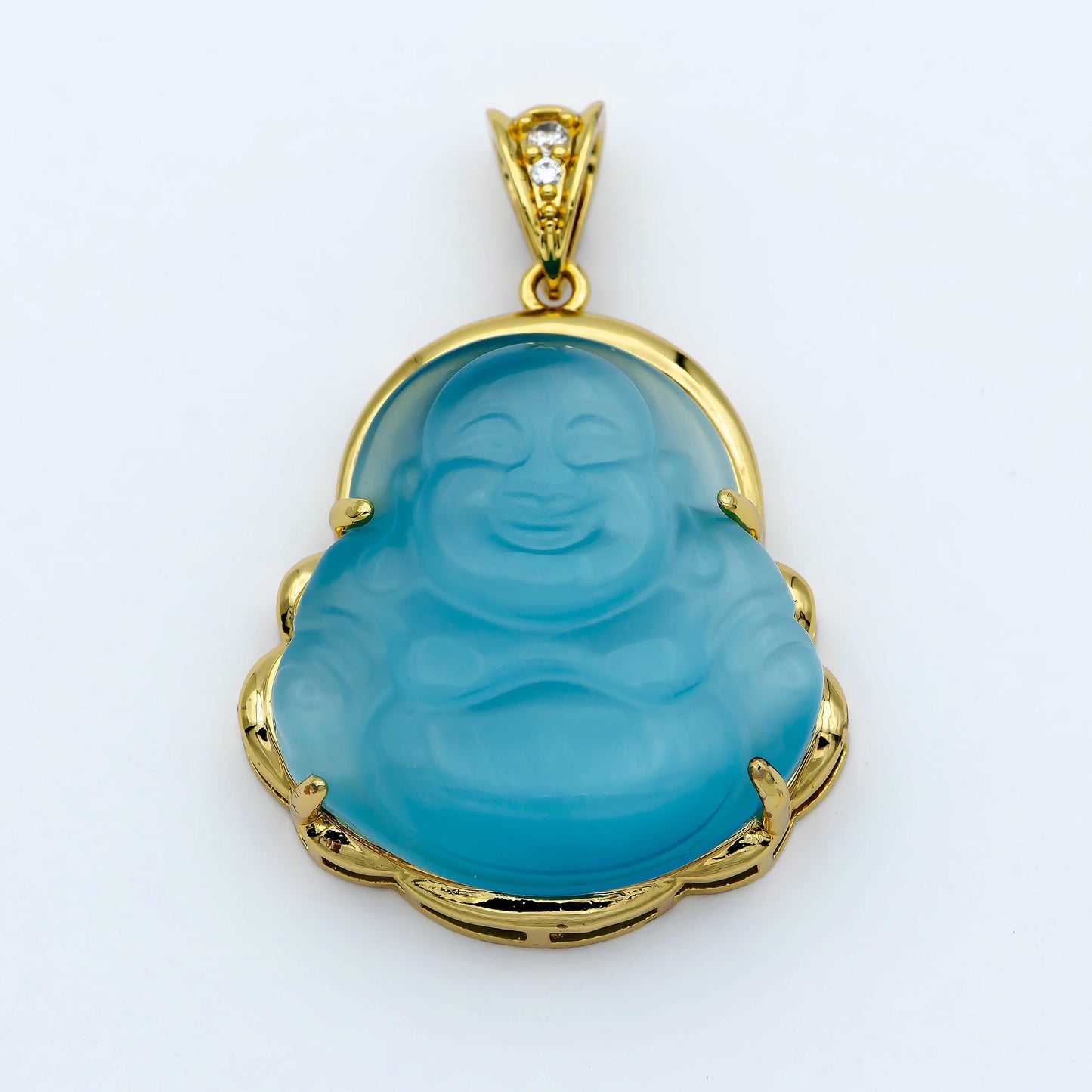 Blue buddha pendant 24k gold filled black buddha pendant laughing buddha charm unisex necklace for religious jewelry supply o-242