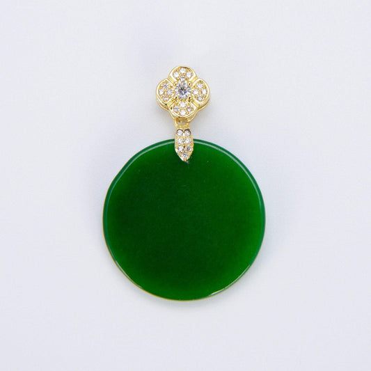 Lucky genuine green jade circle coin pendant for necklace jewelry making supply ah-309