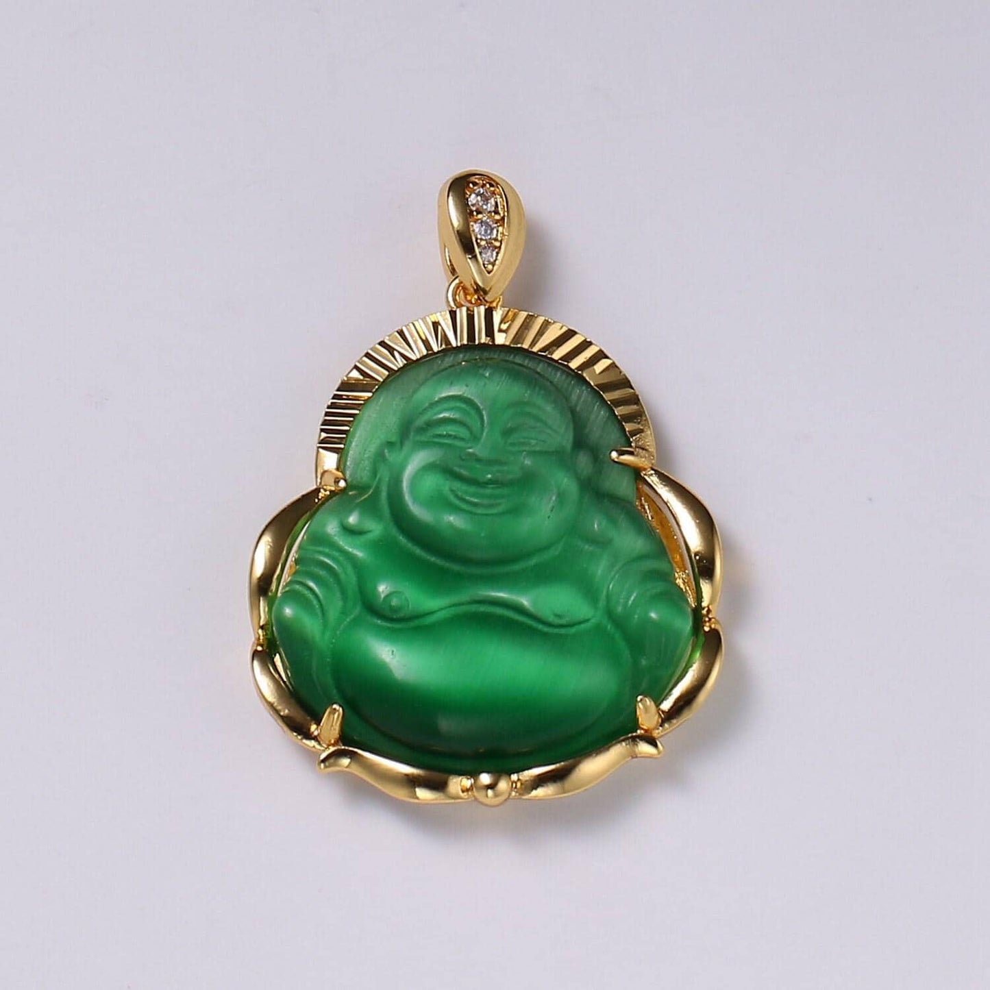 Gold filled laughing buddha pendant for necklace buddha of wealth charm amulet lucky statement jewelry supply