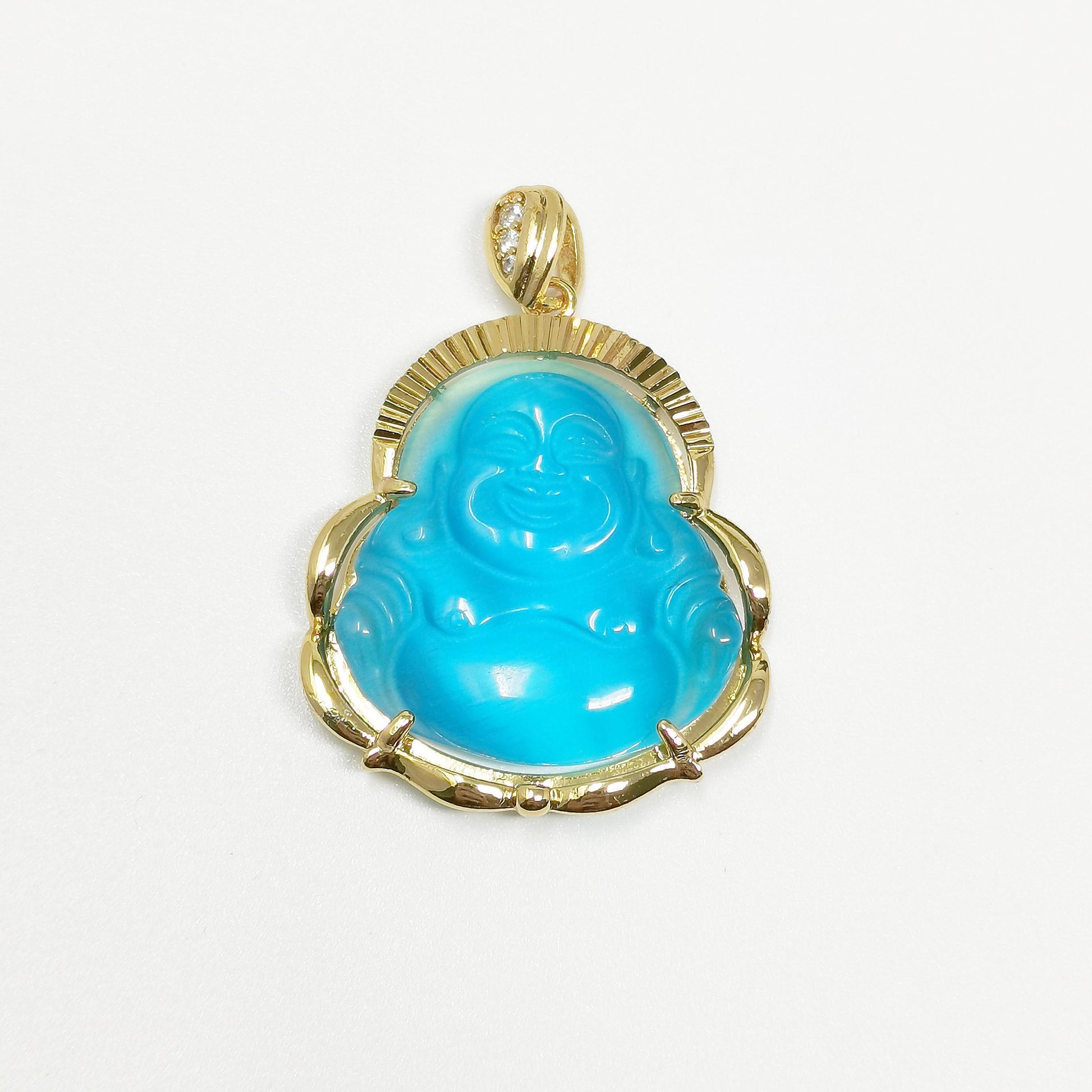 Gold filled laughing buddha pendant for necklace buddha of wealth charm amulet lucky statement jewelry supply