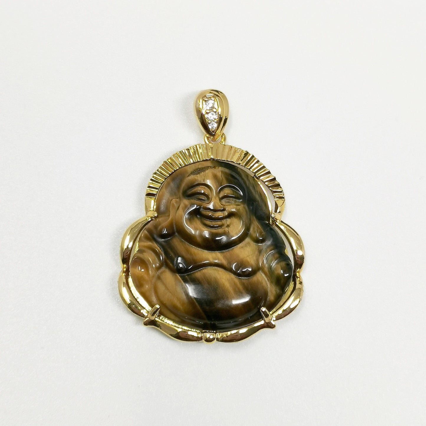 Gold filled laughing buddha pendant for necklace buddha of wealth charm amulet lucky statement jewelry supply