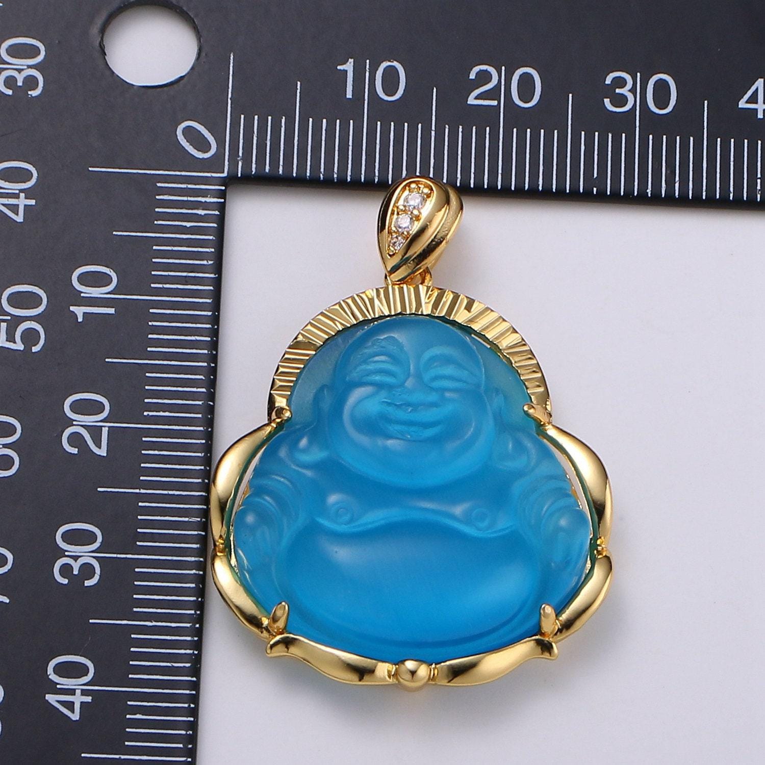 Gold filled laughing buddha pendant for necklace buddha of wealth charm amulet lucky statement jewelry supply