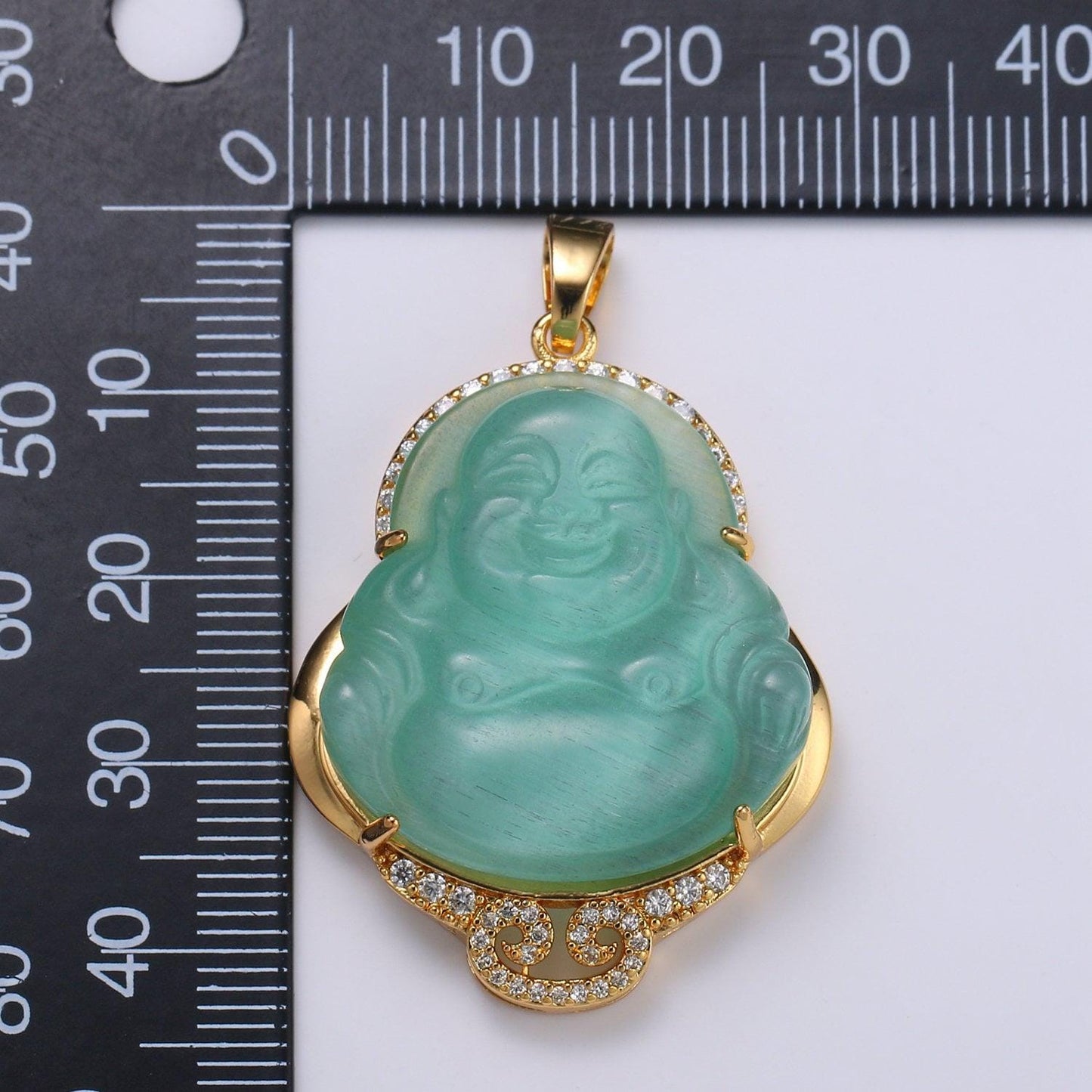 Cat's eye buddha cubic pendant 24k gold buddha pendant green buddha charm buddha necklace for religious jewelry supply, ah-259, ah-260