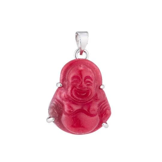 Dainty red jade buddha pendant minimalist jewelry for religious statement silver laughing buddha charm for necklace bracelet earring,ah-217