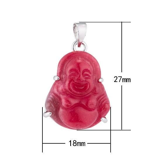 Dainty red jade buddha pendant minimalist jewelry for religious statement silver laughing buddha charm for necklace bracelet earring,ah-217