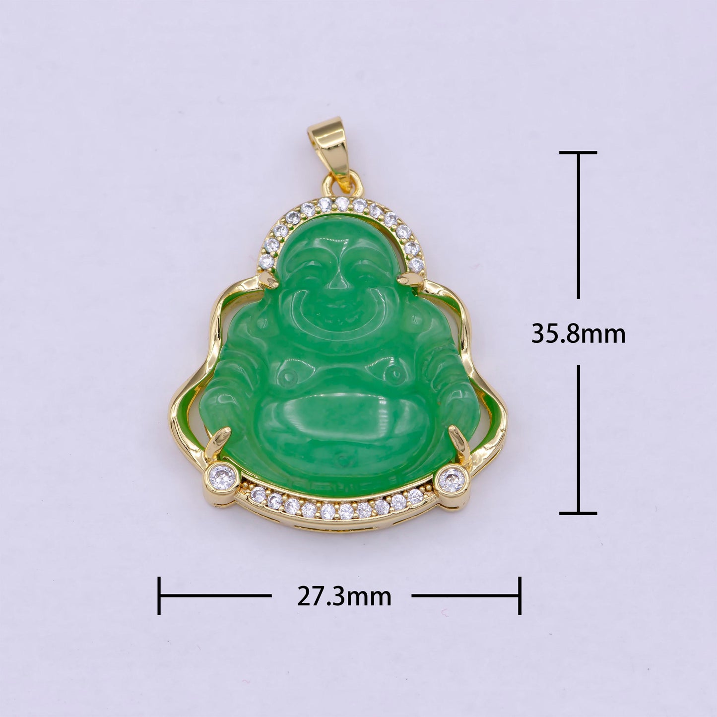 Green jade buddha charm, gold buddha pendant necklace for religious jewelry making statement jewelry, ah-211