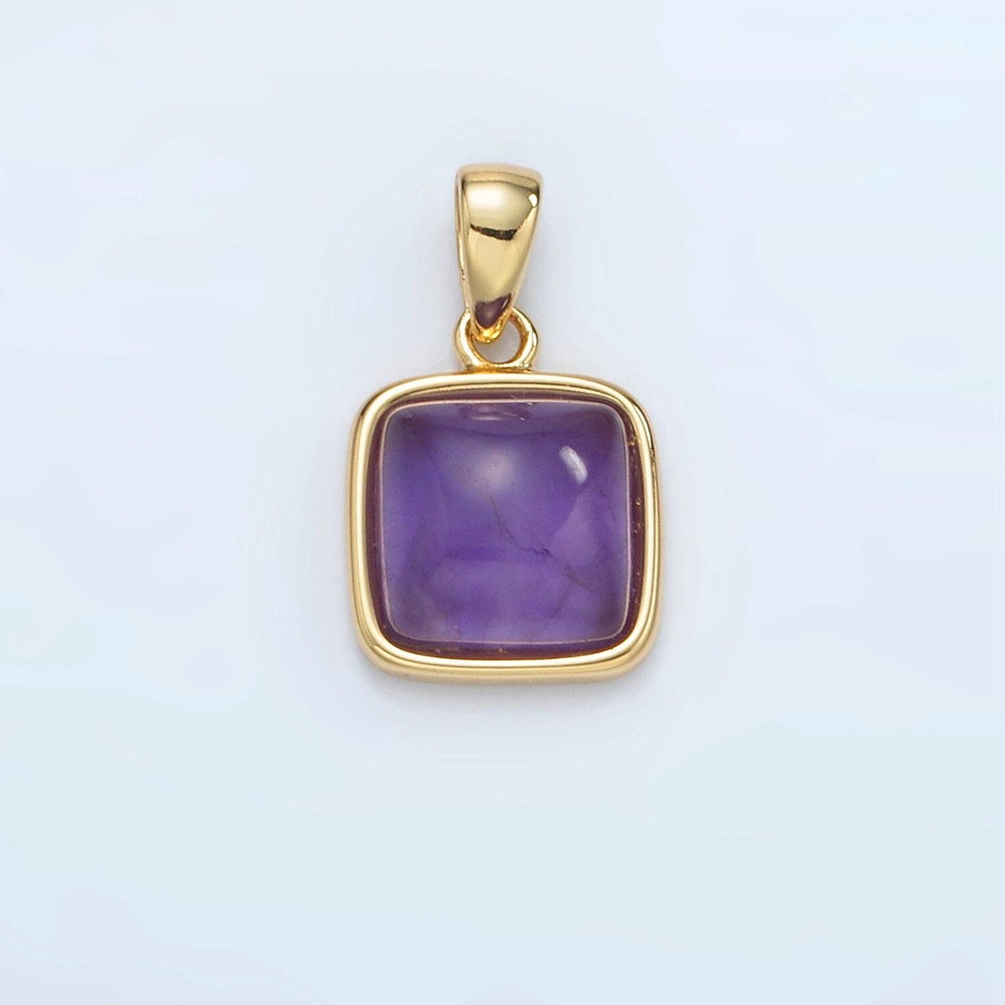 24k gold filled 12mm square gemstone pendant | ah165-ah168