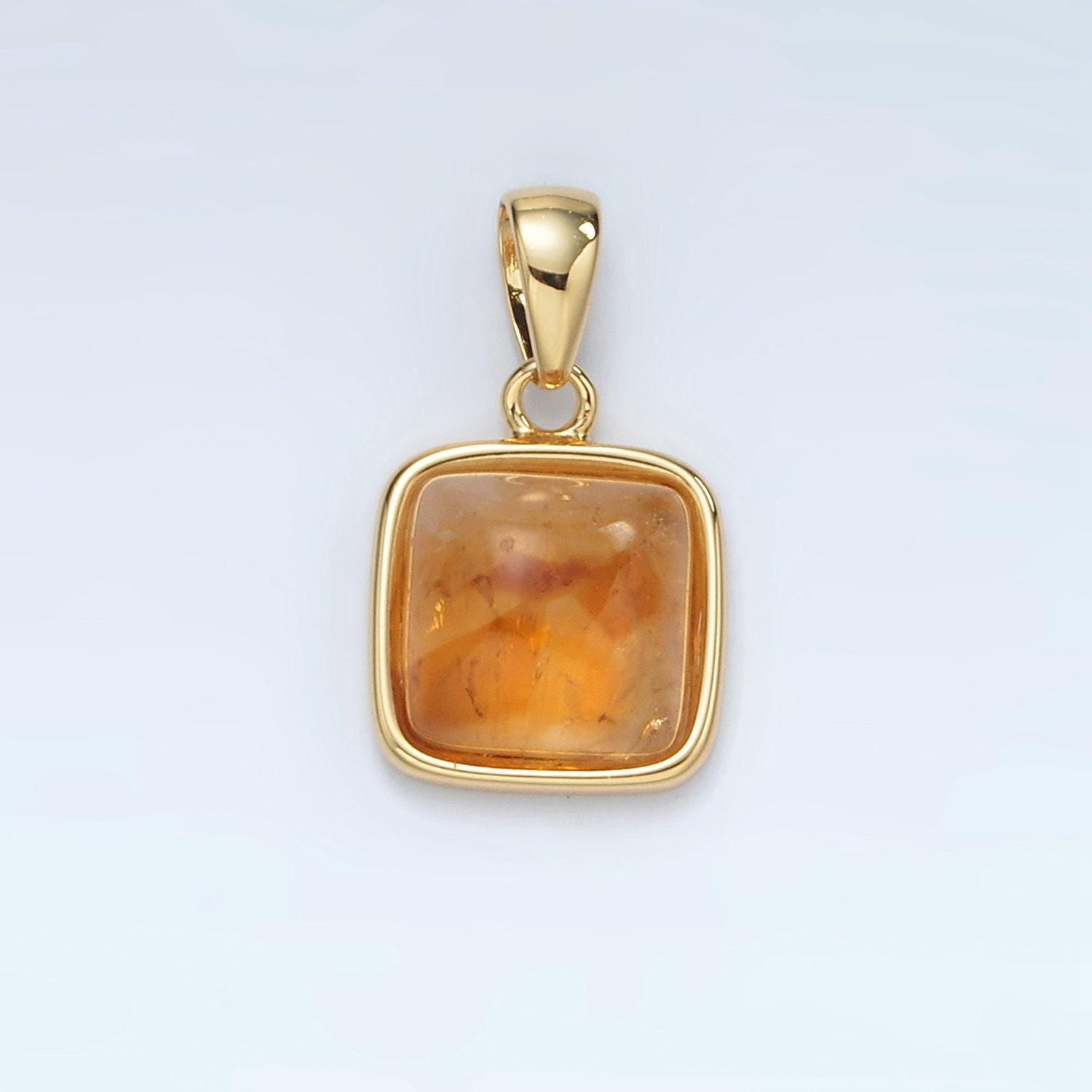 24k gold filled 12mm square gemstone pendant | ah165-ah168