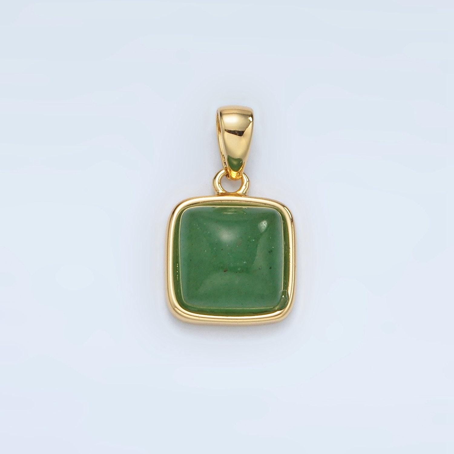 24k gold filled 12mm square gemstone pendant | ah165-ah168