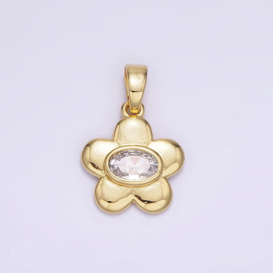 18k gold filled oval cz chubby daisy flower petal | ah-148
