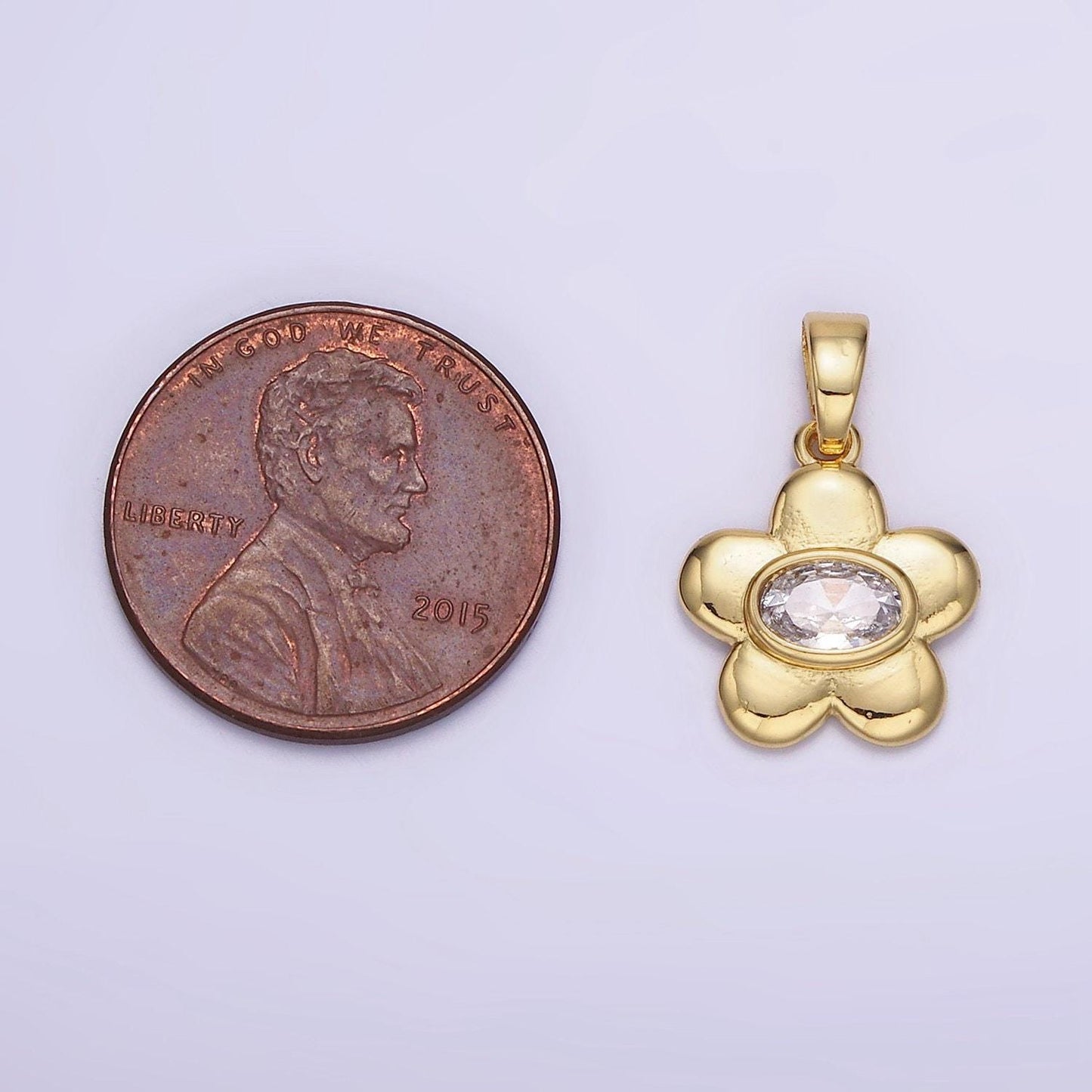 18k gold filled oval cz chubby daisy flower petal | ah-148
