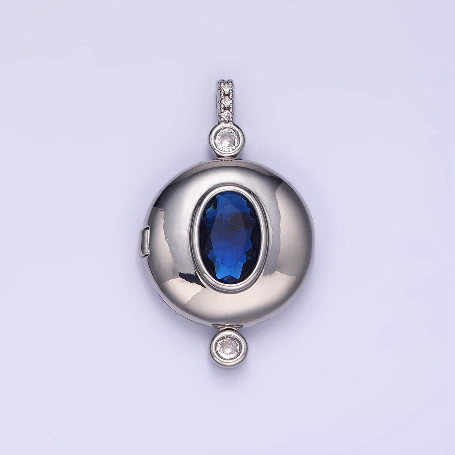 Cz blue sapphire photo locket pendant for personalized necklace with for picture or message great gift for valentine ah141