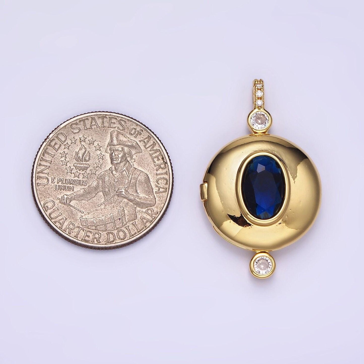 Cz blue sapphire photo locket pendant for personalized necklace with for picture or message great gift for valentine ah141