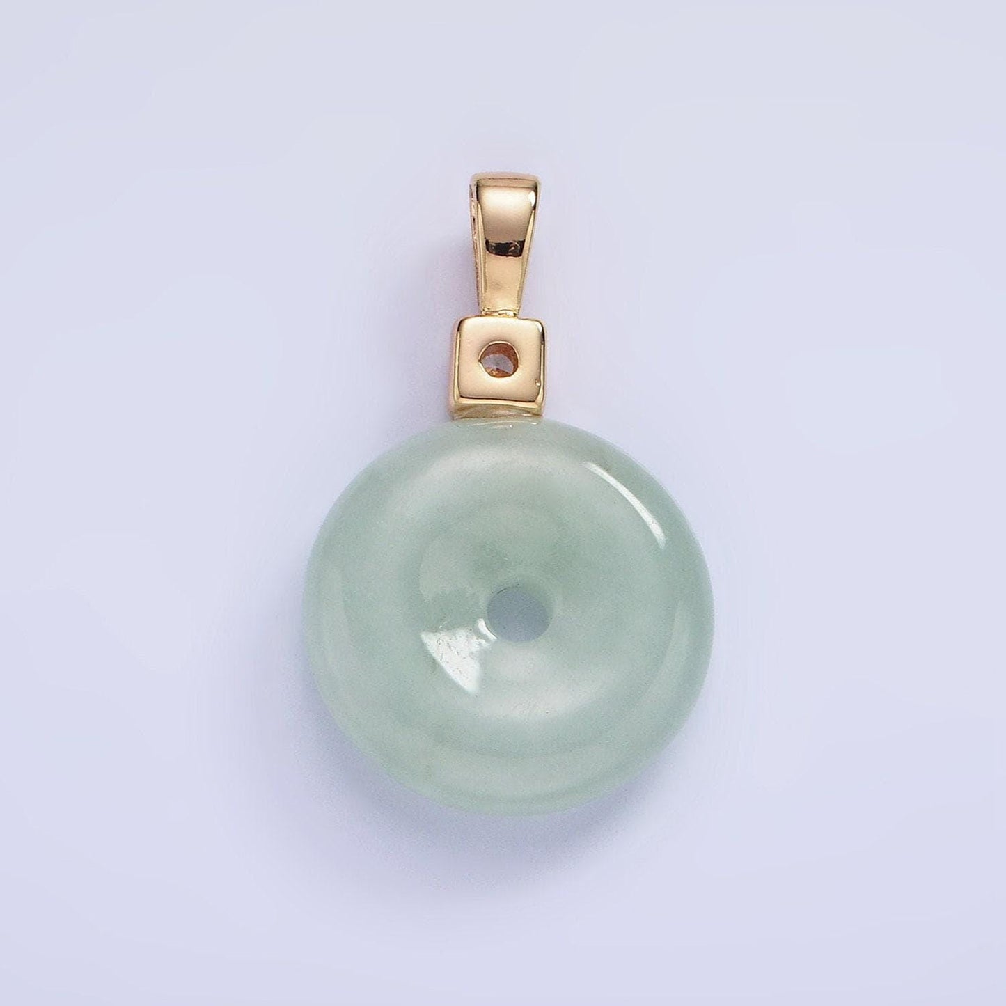14k gold filled 25mm donut jade cz bail pendant | ah-136