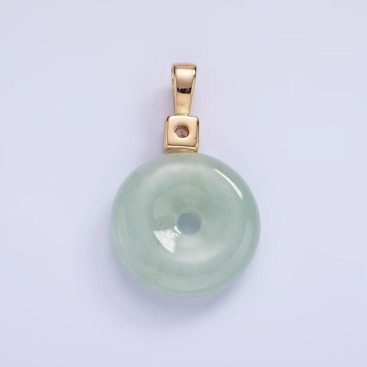 14k gold filled 25mm donut jade cz bail pendant | ah-136