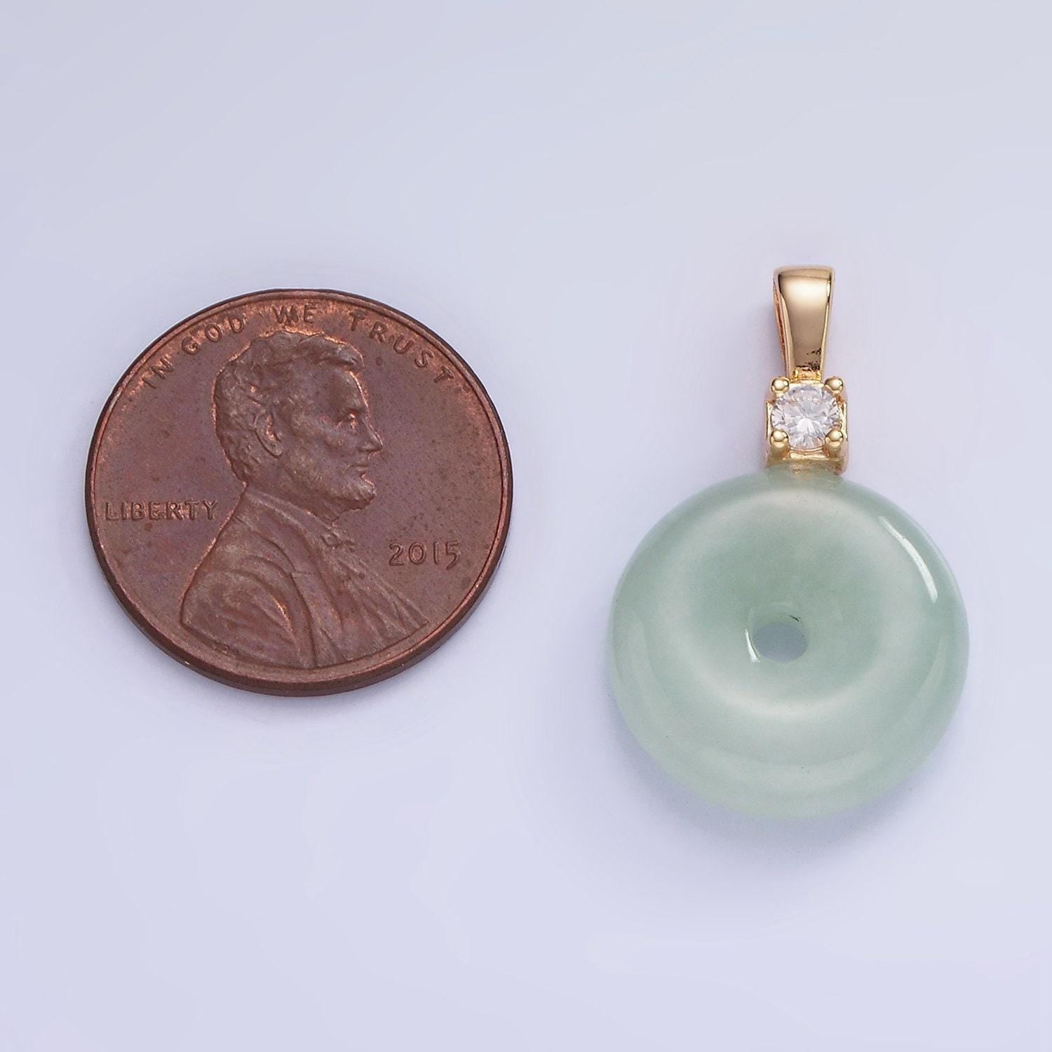 14k gold filled 25mm donut jade cz bail pendant | ah-136