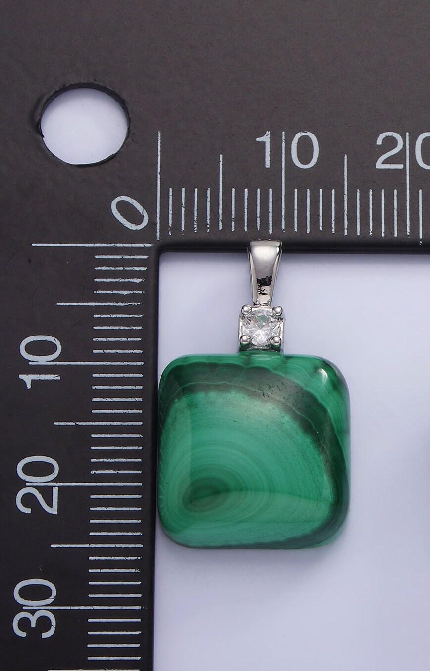 Malachite square beads charms - brass beads pendant natural stone gold filled pendant for necklace component ah134