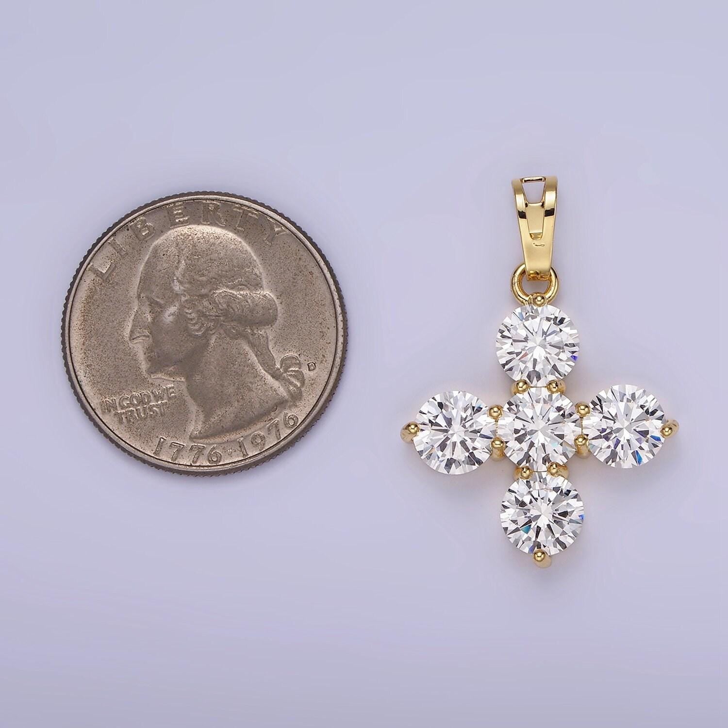 Mini cubic gold cross charm silver cross cz religious add-on charm for minimalist jewelry making supply | ah-133 & ah-133