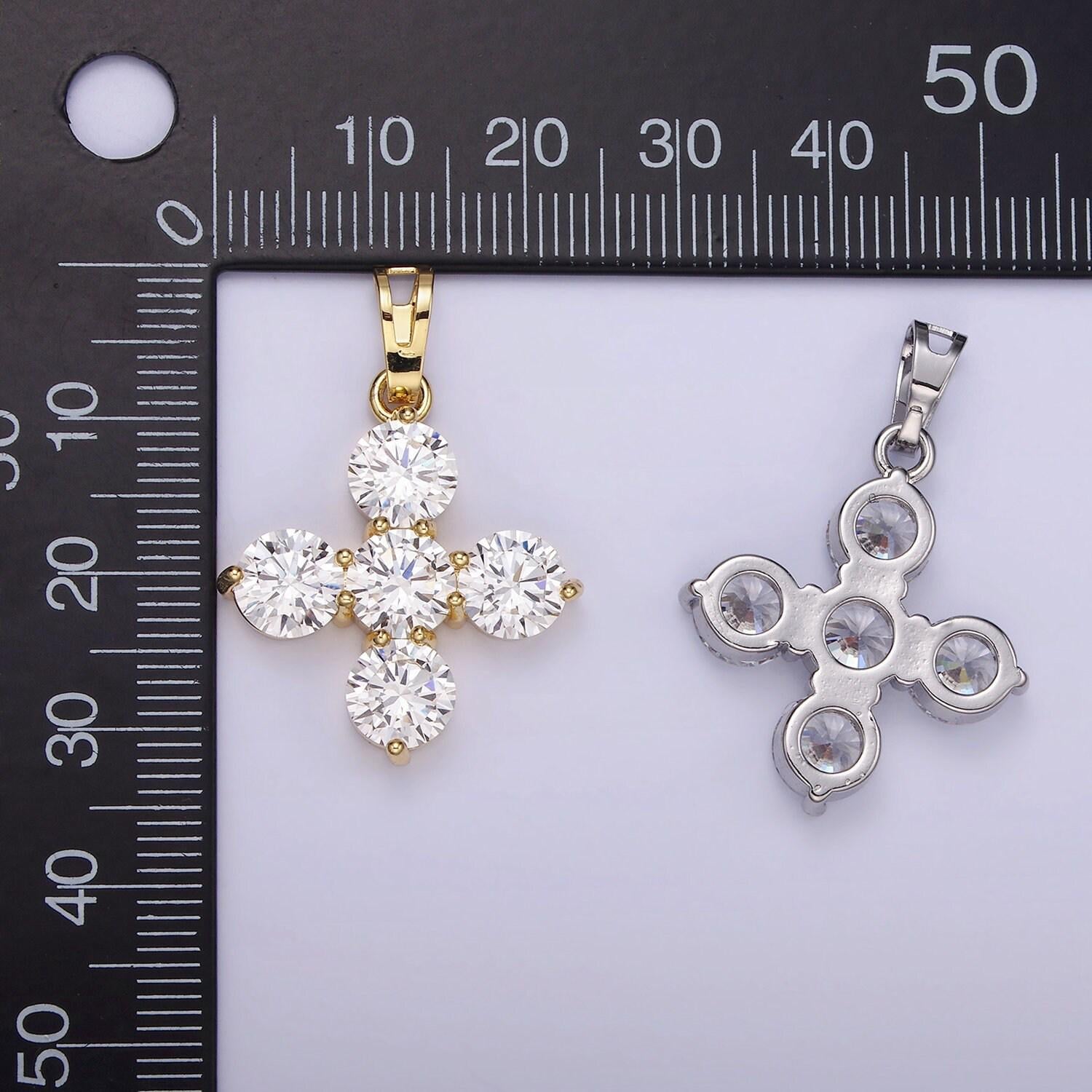 Mini cubic gold cross charm silver cross cz religious add-on charm for minimalist jewelry making supply | ah-133 & ah-133