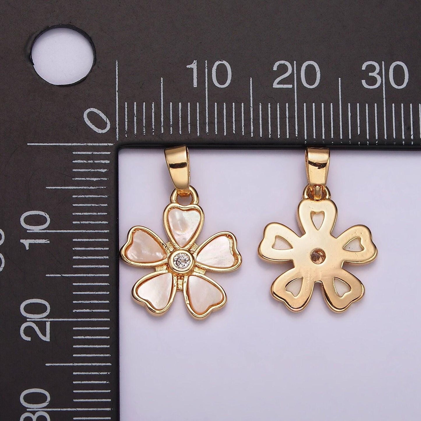 14k gold filled shell pearl 5 petal flower pendant minimalist floral heart charm for necklace bracelet component ah128
