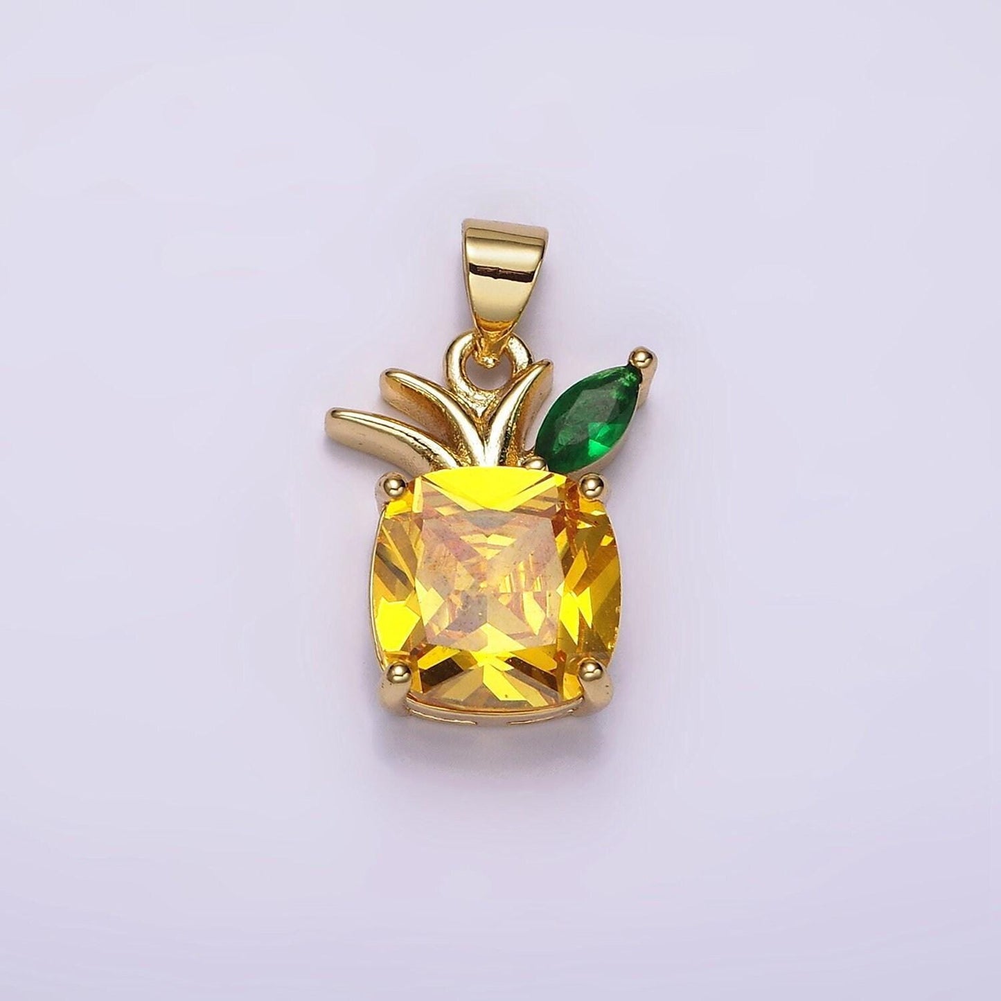 Mini gold pineapple charm, yellow cz stone pineapple charm, zirconia charm, pave fruit charm for necklace bracelet earring supply ah127