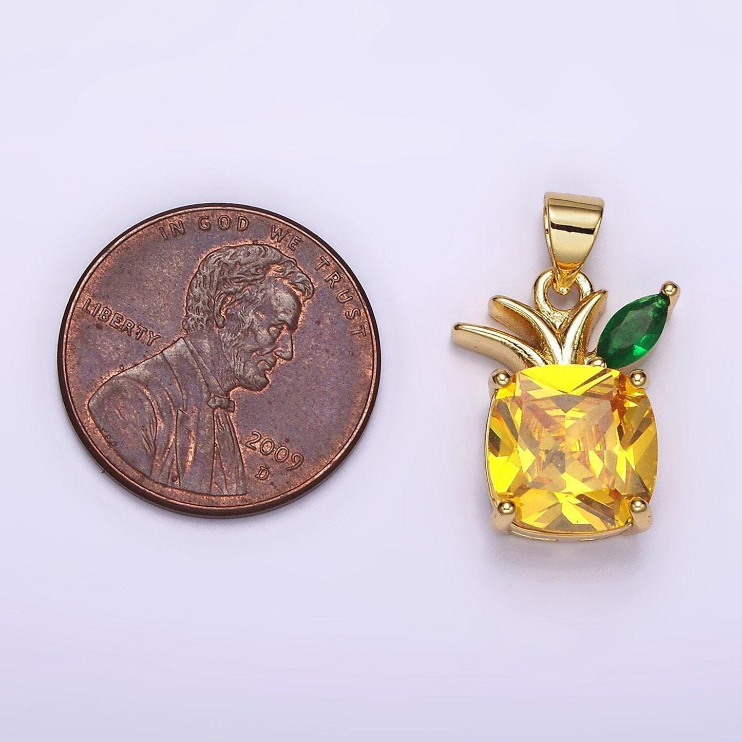 Mini gold pineapple charm, yellow cz stone pineapple charm, zirconia charm, pave fruit charm for necklace bracelet earring supply ah127
