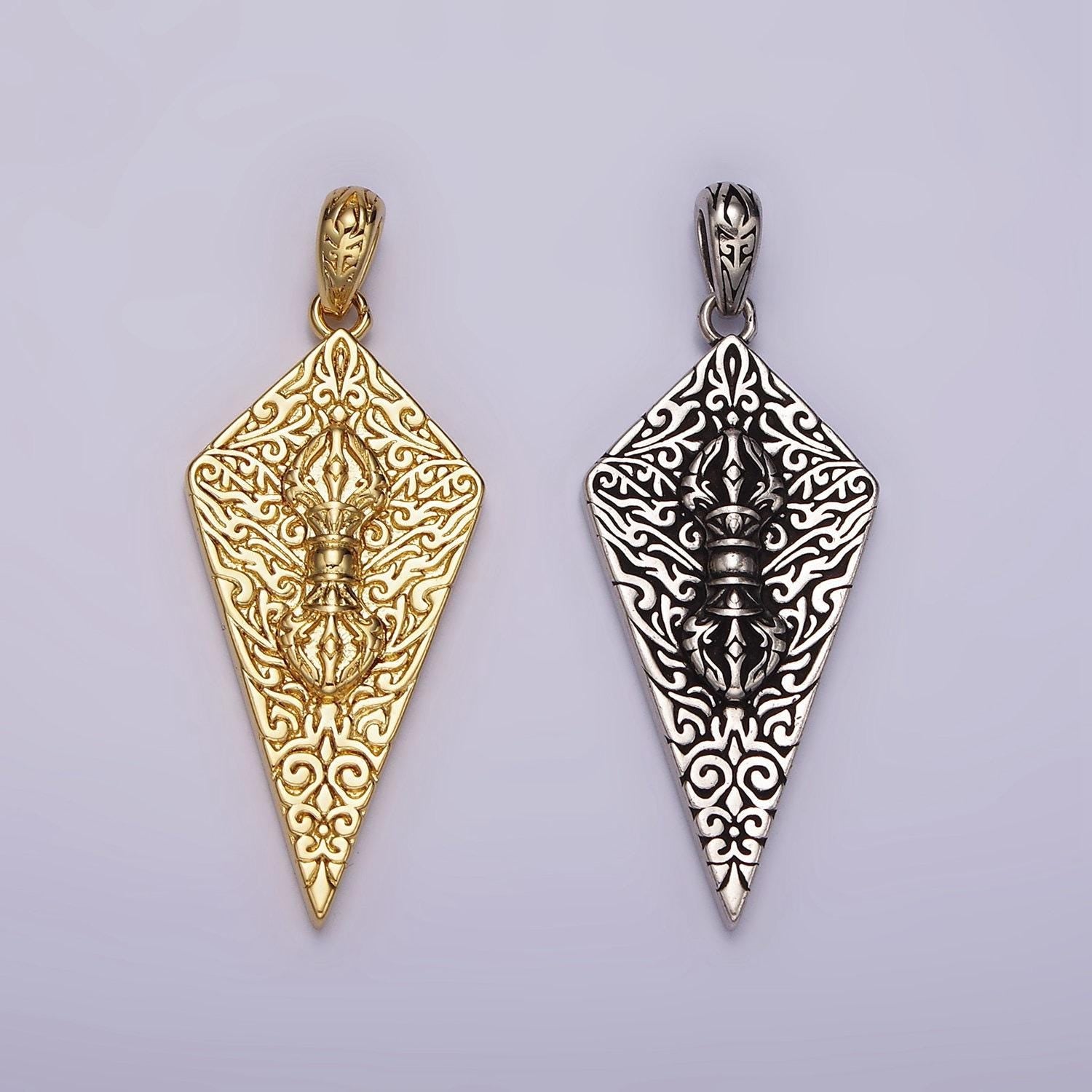 Manifestation jewelry double sided talisman in antique silver, gold charm for necklace men women jewelry component ah124